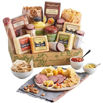 Harry & David Ultimate Meat And Cheese Gift Box, Food Gift Basket, Charcuterie Platter With 4 Cheese Blocks, 4 Sausages, 5 Sets Of Crackers, Sesame Sticks, Relish & Honey Mustard Sauces - style: Ultimate