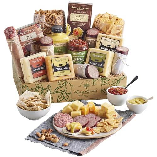 Harry & David Ultimate Meat And Cheese Gift Box, Food Gift Basket, Charcuterie Platter With 4 Cheese Blocks, 4 Sausages, 5 Sets Of Crackers, Sesame Sticks, Relish & Honey Mustard Sauces - style: Ultimate