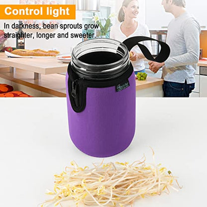 Beautyflier Mason Jars 32oz Wide Mouth Sleeve Regular Mouth Mason Jars Insulators Drinking Glass Coolers Sprouting Jars Blackout Sleeve (Purple) - color: Purple