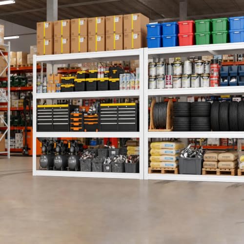 White Heavy Duty Garage Shelving Unit 65 W x 24 D x 84 H, 5 Tier Metal Storage Shelves, Upgraded Steel Structure, Rack for Basement, Shop, Warehouse, Pantry - size: 65W x 24D x 84H