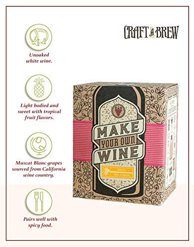 Craft A Brew - Moscato Making Home Kit - Easy Brew Beginners with Ingredients and Supplies – Ultimate Wine Brewer Experience - color: Moscato