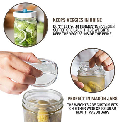 Masontops Pickle Pebble Glass Fermenting Weights - Pickling Fermentation Weight Set - Small Mouth Size For Mason Jar Fermentation Kit - size: Small Mouth 4PK