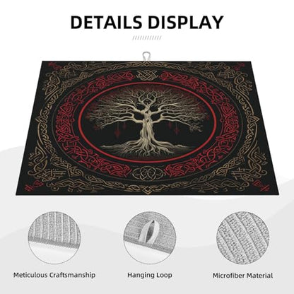 Kitchen Drying Mat for Countertop Gothic Tree Of Life Design Non-Slip Kitchen Counter Mat for Dishes Glassware - color: Red Gold