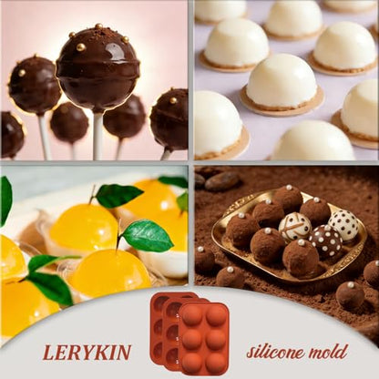 Lerykin 6 Holes Medium Semi Sphere Silicone Molds, 3 Packs Half Sphere Silicone Baking Molds for Making Chocolate, Cake, Jelly, Dome Mousse - color: 6 Medium ( 3 Pack )