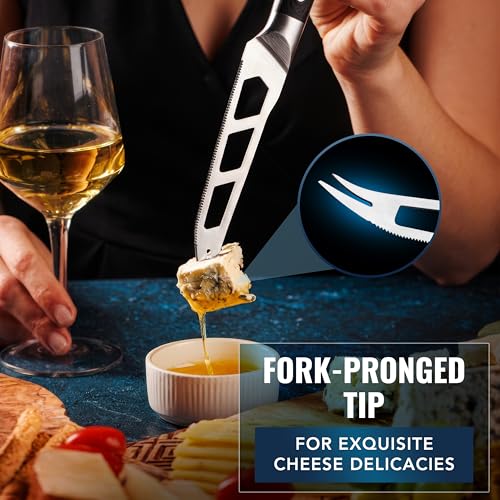 Cutluxe 2-PCS Cheese Knife Set – 5″ Stainless Steel Knife & 3.5″ Slicer for Soft & Hard Cheeses - Sharp Blades, Pronged & Non-Stick, Pakkawood Handles - Cheese Knives For Charcuterie Board - size: Cheese Knife Set