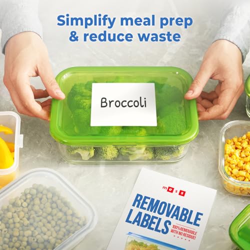 Removable Dry Erase Labels 3x4in 48pk, Reusable White Jar Pantry Stickers | Freezer and fridge safe, waterproof, wipe clean with marker, no residue, large size, pantry, jars, totes, meal prep, closet - style: 3x4"