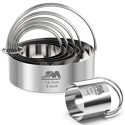 Biscuit Cutter Set for baking 2inch 2.5inch 3inch 3.5inch 4inch 5inch large size Round Cookies Cutter with Handle Professional Baking Dough Tools 6pcs set - style: 6pcs with handle(2-5in)