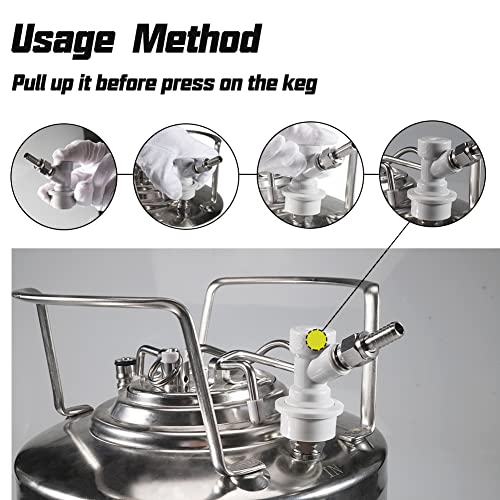 PERA Corny Keg Ball Lock Gas Disconnect MFL 1/4, Include 5/16 Swivel Nuts, 2 Free Worm Clamps for Homebrewing