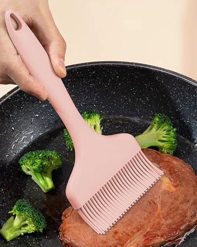 2Pcs Silicone Basting Pastry Brush - Heat Resistant Cooking Brushes Food Brush for Oil, Sauce, BBQ, Baking Outdoor Grill Dishwasher Safe – Pink - color: Pink
