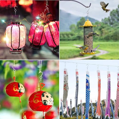 MFDSJ 24 Pcs Swivel Clip Hanging Hooks | Stainless Steel 360 Degree Rotating Windsock Clips for Hanging Wind Chimes, Plants