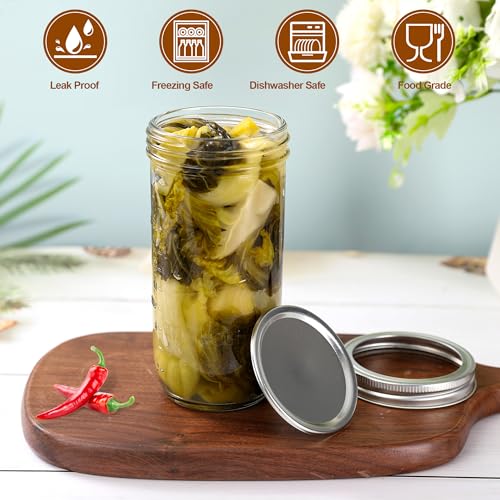 24oz Wide Mouth Mason Jars – 4 Pack Reusable Glass Mason Jars with Airtight Lids for Canning, Pickling, Food Storage, Jam, Jelly, DIY Crafts – Dishwasher Safe