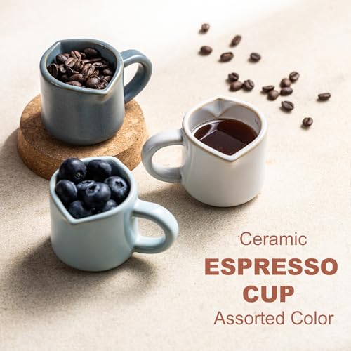 Espresso Cup 3 Oz, Ceramic Espresso Measuring Cup Expresso Shot Cup with Handle, Coffee Bar Accessories, Double Spouts Expresso Cup, Pale Blue - color: C-Pale Blue