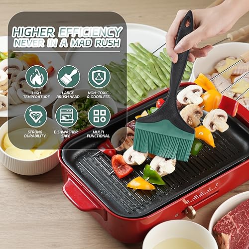 Large Silicone Grill Basting Brush - 3.95inch Extra Wide Silicone Basting Brush for Grilling,Heat Resistant Brushes Spread Oil Butter Sauce for Cooking Baking BBQ,Dishwasher Safe（Green 2） - color: Green 2
