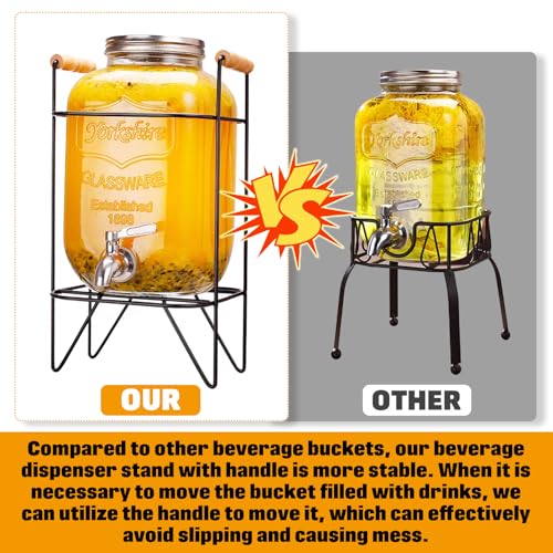 Tfwadmx 1 Gallon Drink Dispenser Glass Beverage Dispenser With Stand Leak Proof Stainless Steel Faucet Wide Mouth Mason Jar Style Glass Drink Dispenser for Parties, Weddings, Lemonade, Cold Water - size: Style 2
