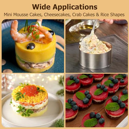 4 Pack Food Molds Set, Cake Ring Mold, Stainless Steel Cooking Rings for Food Decor (3.15In-4 Round) - size: 3.15In-4 Round