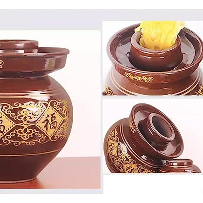 Fermentation Jar Traditional Chinese Porcelain Pickle Jar,Ceramics Fermenting Crock Kit with Water Seal Airlock Lid, Pickle Jar for Pickles Kimchi, Sauerkraut 4Kg - size: 4Kg