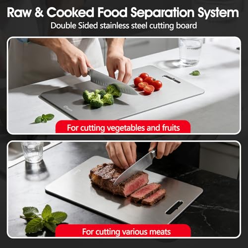 7-in-1 Stainless Steel Grill Prep Trays & Carry System, Large Lidded Marinating Containers with Cutting Board & 2 Food Storage Containers with Lids, Stackable BBQ Grill Accessories for Outdoor Cooking