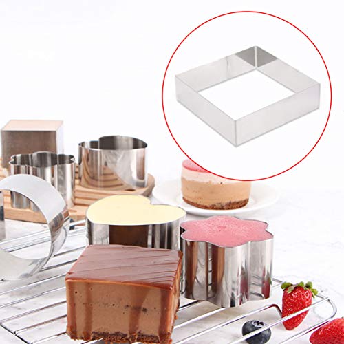 GALPADA 7 Inch Stainless Steel Square Cake Ring Mold Set for Mousse and Baking 2-Piece Diy Baking Tool for Perfect Cake Shapes - size: Size 7