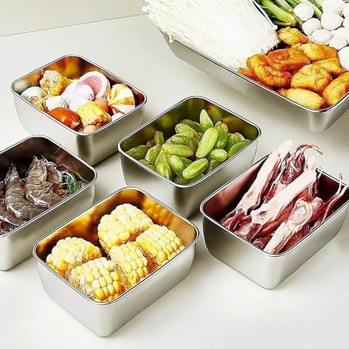 6Pcs Large Stainless Steel Food Containers with Lids,Leakproof Meal Prep Containers,Airtight Kimchi Containers Reusable,Stackable/Oven/Dishwasher/Freezer Safe