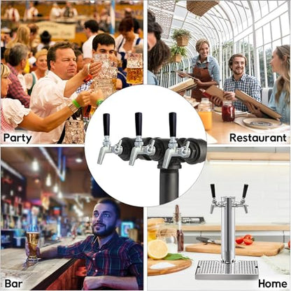 Beer Flow Control Tap, Stainless Steel Core, Adjustable Flow Control Tap for Home Brew or Commercial Keg, Forward Sealing with No Leaks