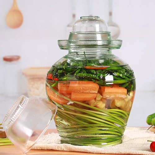 Vencer Traditional Glass Fermenting Jar 5 Liter With Lid, Glass Fermentation Tank for Pickling Kimchi Sauerkraut,VHF-002 - size: 5L