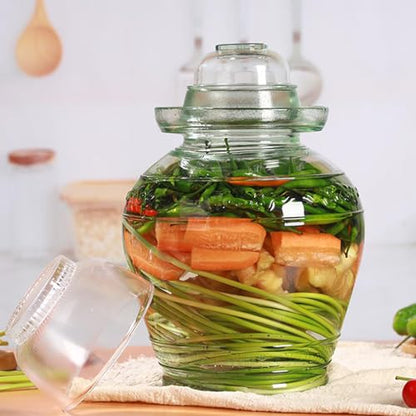 Vencer Traditional Glass Fermenting Jar 5 Liter With Lid, Glass Fermentation Tank for Pickling Kimchi Sauerkraut,VHF-002 - size: 5L