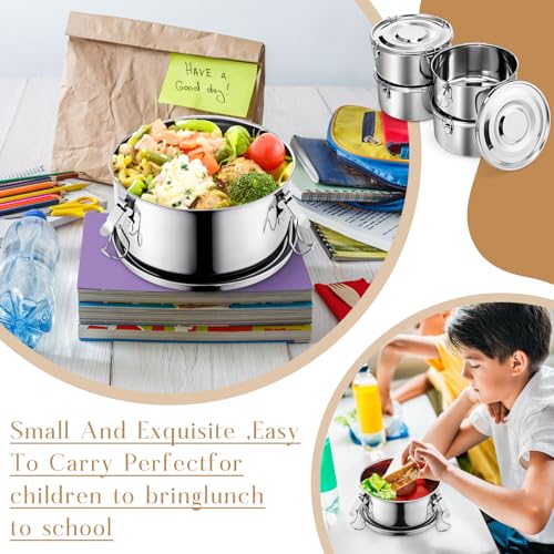 4 Pcs Stainless Steel Bento Box Bulk 74 oz Reusable 304 Stainless Steel Food Storage Containers with Lockable Clips to Leak Proof, Dishwasher Safe - size: 74 oz