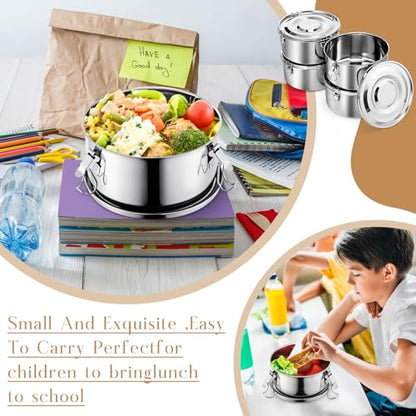 4 Pcs Stainless Steel Bento Box Bulk 74 oz Reusable 304 Stainless Steel Food Storage Containers with Lockable Clips to Leak Proof, Dishwasher Safe - size: 74 oz