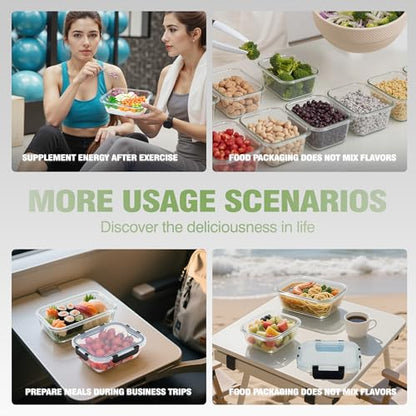 [10-Pack Glass Meal Prep Containers with Lids, Food Storage Containers with Snap Locking Lids, Airtight Lunch Containers, Microwave, Oven, Freezer and Dishwasher,Black - color: Black, size: 10-Pack-Black