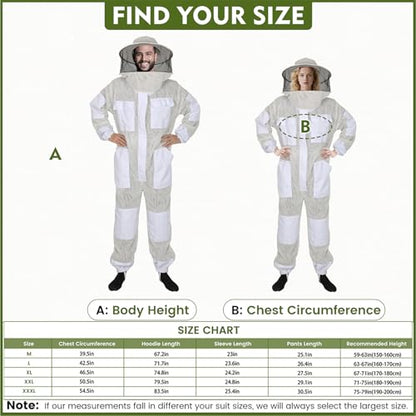 Upgraded Bee Suit for Men & Women Sting Proof, Thickened Ventilated Beekeeper Suit with Gloves & Round Veil, Full Protection Beekeeping Suits(XL 5'7"-5'11") - size: Thickened XL