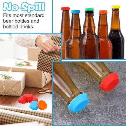 180 PCS Silicone Rubber Bottle Caps, 6 Colors Reusable Beer Caps for Home Brewing Beers, Soft Drink, Wine & Beer Bottles, Soda Bottles Kitchen Gadgets