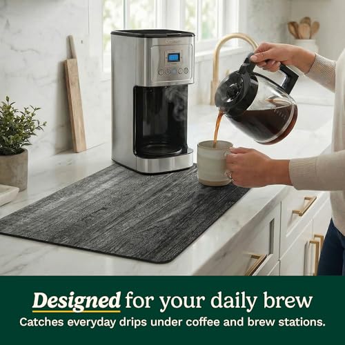 Cuisinart Coffee Mat for Countertop (2 Pack)-Quick-Dry Absorbent Coffee Bar Mat for Espresso Machines & Brew Stations, Also Use as a Dish Drying Mat on Kitchen Counter, Non-Slip, Easy Care, 15” x 20” - color: Charcoal