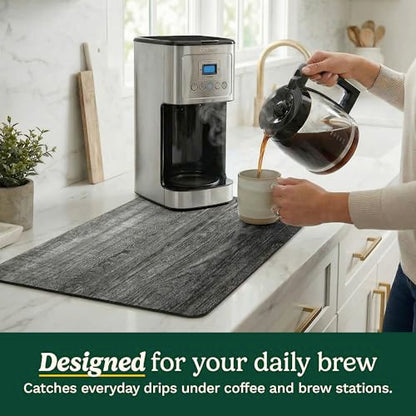 Cuisinart Coffee Mat for Countertop (2 Pack)-Quick-Dry Absorbent Coffee Bar Mat for Espresso Machines & Brew Stations, Also Use as a Dish Drying Mat on Kitchen Counter, Non-Slip, Easy Care, 15” x 20” - color: Charcoal