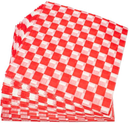 MADE IN USA 1,000 Sheets of Grease-Resistant Food Grade Waxed Kraft Deli Tissue Paper, 12" X 12" (Red Checker Print) - color: Red Checker Print