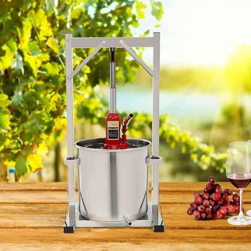 Fruit Wine Press, Stainless Steel Spindle Press with Hydraulic Jack, Press Grape Wine Making Supplies and Equipment, for Outdoor, Kitchen, and Home, 12L~/ - size: 12L