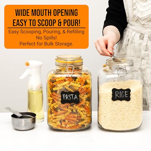 Glass Jars with Airtight Lids Food Storage Jars Leak Proof Canisters with Clear Preserving Seal Wire Clip Fastening for Kitchen Canning Pickling [1 Gallon]