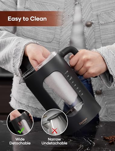 Electric Tea Kettle, INTASTING Glass Electric Kettle with tea Infuser and Precise knob temperature control, 1200W Fast Heating, BPA-Free, Easy to Clean, 1 Liter (Wood) - color: Wood