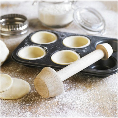 Tart Tamper Pastry Tamper Mini Pan Wood Wooden Shell Dough Muffin Metal by MSART for Making Muffin, Pecan Pies, Cheesecakes and Desserts.