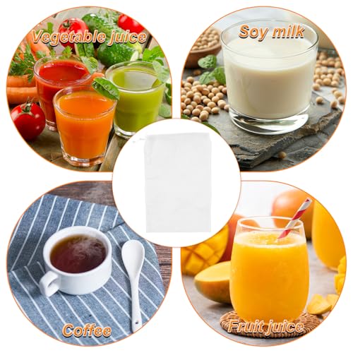 8 Pcs Fine Mesh Strainer Bags, 14x9.65in Quality Reusable Nylon Nut Milk Bag High-Density 200 Micron Filter with Drawstring Food-Safe Cheesecloth for Straining Cheese Juicing Tea Coffee Yogurt Tofu