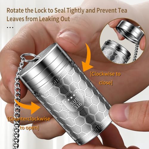 2Pack Tea Infusers for Loose Tea, Extra Fine Mesh 316 Stainless Steel Tea Strainers, Loose Leaf Tea Steeper Tea Diffuser Tea Holder with Extended Chain Hook and Drip Tray (Large + Extra Small) - size: Large + Extra Small