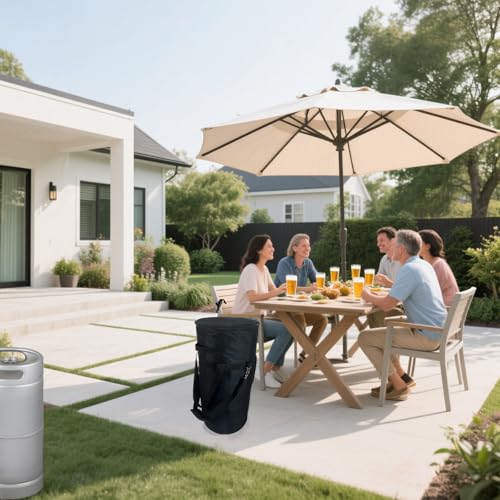 Keg Cooler Bag, 5 Gallon Insulated Home Brewing Fermentation Cooler, Waterproof Beer Keg, Corny Brew (27" Hx13 D, 2 Handles Shoulder Strap)