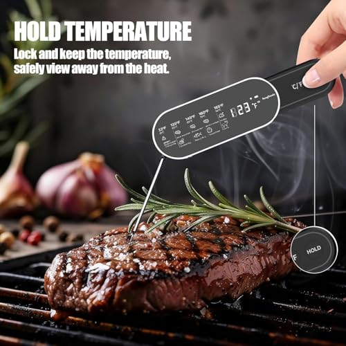 Smart Meat Thermometer Digital with Ultra-Fast 0.5 Sec Instant Read, Oven Safe for Grill, BBQ, Smoker, Candy