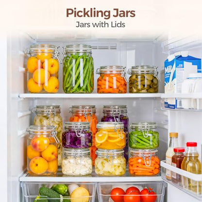 ComSaf Square Small 17 oz Glass Jars with Airtight Lids 6 Pack Wide Mouth | Overnight oats, Jam pickling, Spice storage, Gift jars, Sourdough pickling, Pantry organization, Jam jelly honey, Snacks - size: 17oz*6