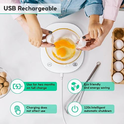Arboleaf Smart Food Kitchen Scale, 22lb Digital Food Scale with Nutritional Calculator, USB Rechargeable, Smart Weighing with App for Macro, Keto, Calorie, Cooking, Grams and Ounces, 0.1oz/0.5g, White - color: White