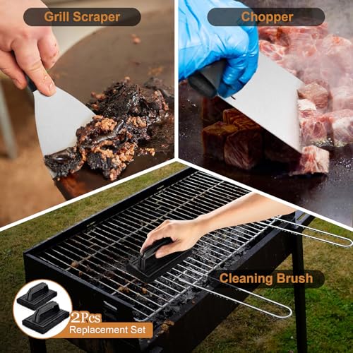 35PCS Griddle Accessories Kit, Leonyo Flat Top Grill Accessories, Grill Tools with Enlarged Spatulas, Melting Dome, Metal Scraper, Burger Press for Outdoor Barbecue Teppanyaki Hibachi Cooking - style: Rectangle Bacon Press