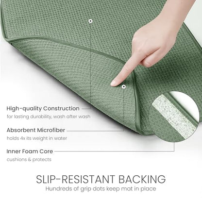 Bellemain XL Dish Mat 24" x 17" ( LARGEST MAT ) Microfiber Dish Drying Mat , Super absorbent ( Green ) - color: Green, size: 17" x 24"