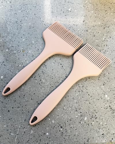 2Pcs Silicone Basting Pastry Brush - Heat Resistant Cooking Brushes Food Brush for Oil, Sauce, BBQ, Baking Outdoor Grill Dishwasher Safe – Pink - color: Pink