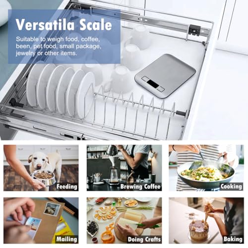 Food Scale, Kitchen Scales Digital Weight Food Grams and Ounces for Weight Loss Baking Cooking of NUTRI FIT, Max 11lb 1g Increment, Backlight LCD Smart Tare Stainless Steel, Easy to Use, AAA Battery - color: Silvery Grey