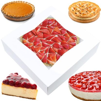 BAKELUV Pie Boxes 10x10x2.5 Inch | White / 12 pcs/Auto-Popup | Bakery/Pastry/Treats/Cookies/Cheesecake/Cake/Muffins/Donuts - color: White, size: 12