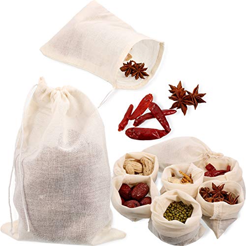 Boao 24 Pcs Spice Cooking Cheesecloth Bags for Straining Reusable Empty Tea Drawstring Soup Muslin Bags(4 x 6 Inch) - size: 4 x 6 Inch